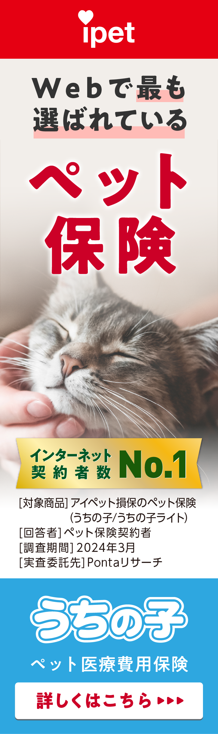 Webで最も選ばれているペット保険 ipet うちの子