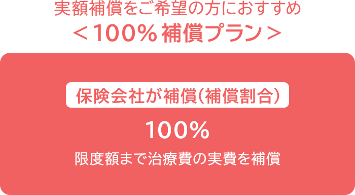 実額補償をご希望の方におすすめ＜100%補償プラン＞