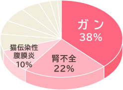 猫の死亡原因となる病気の円グラフ