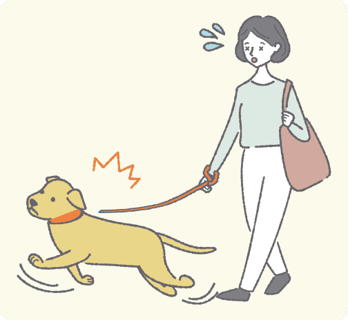 散歩中にリードが外れて逃走しそうな犬